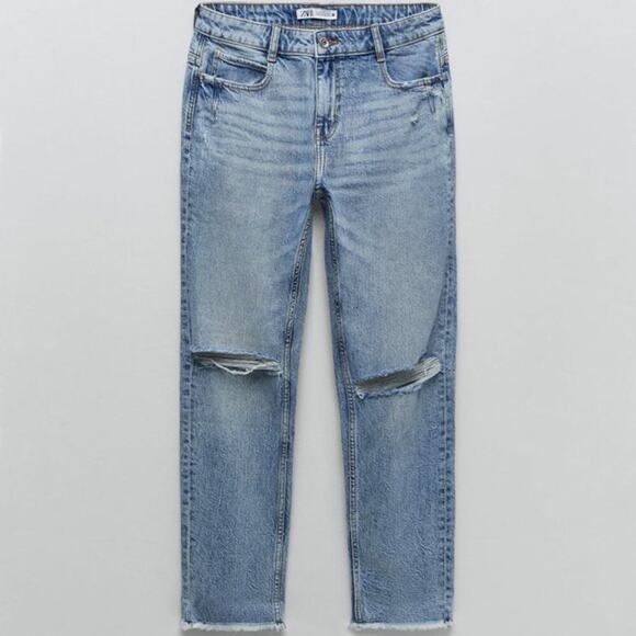 Zara Relaxed Fit Rip Jeans